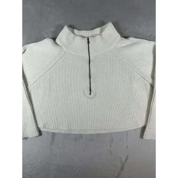 Free People Off-white Greta Half Cropped Sweater Size S - Picture 2 of 9